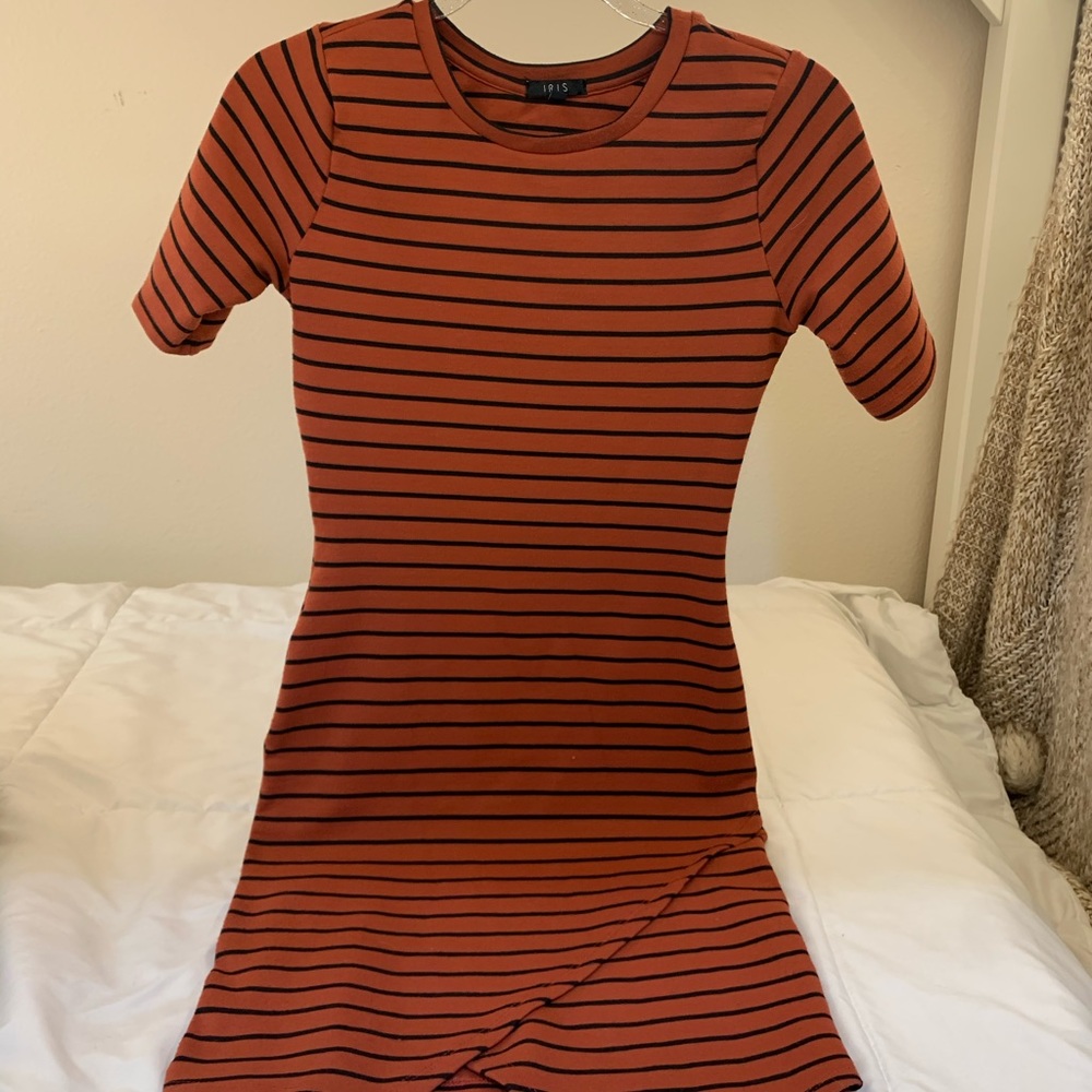 Iris Striped Orange Bodycon Dress
